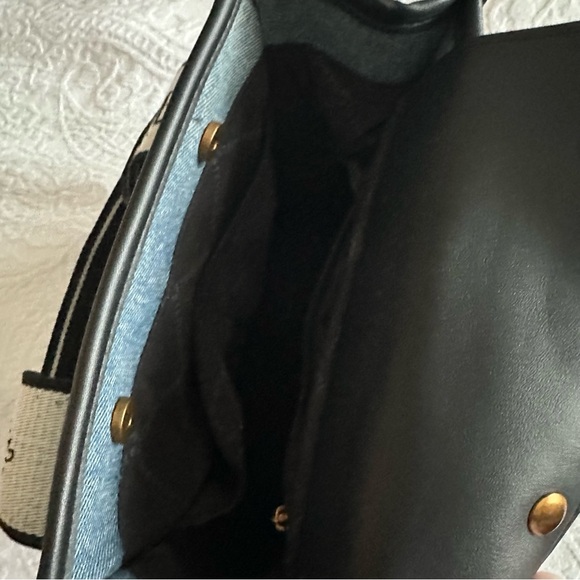 Steve Madden Bwebber-D Satchel Women' Blue Denim Black/White Logo Crossbody Bag - Picture 11 of 16